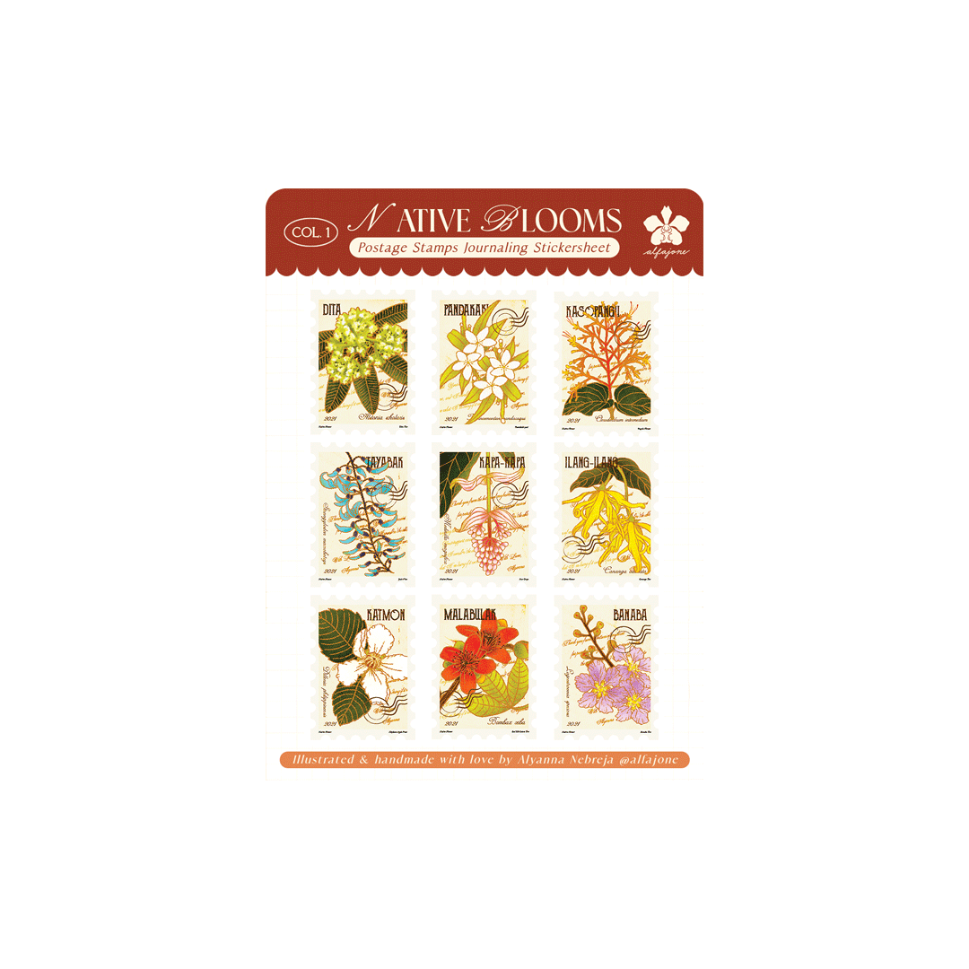 Native Blooms - Postage Stamps Journaling Sticker Sheet