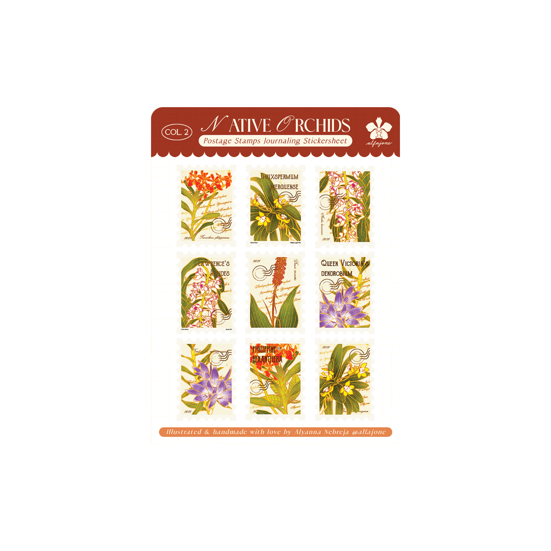 Native Orchids - Postage Stamps Journaling Sticker Sheet