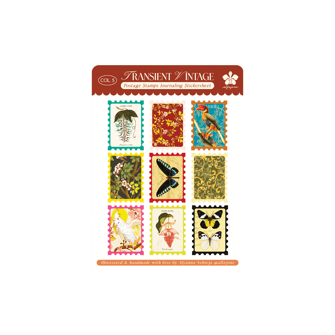 Transient Vintage - Postage Stamps Journaling Sticker Sheet