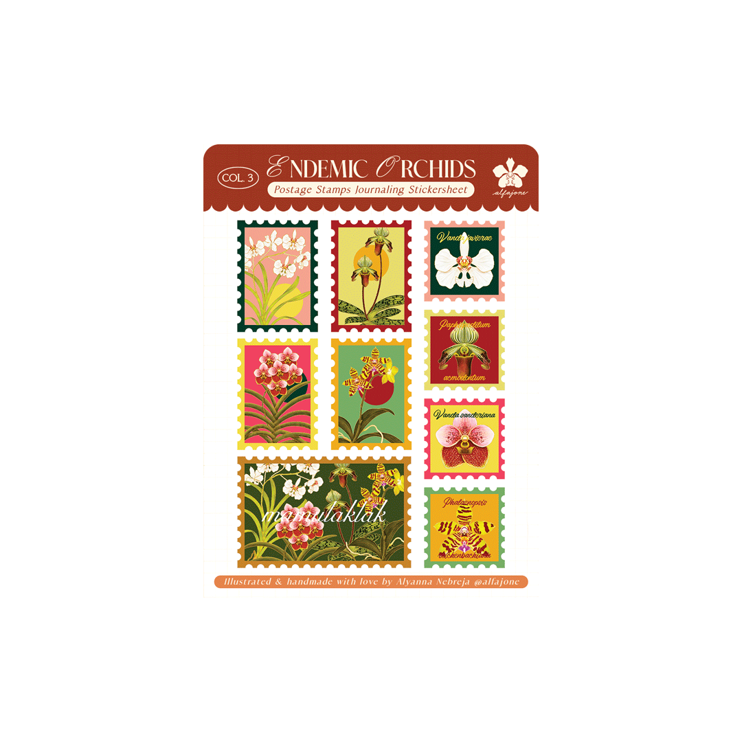 Endemic Orchids - Postage Stamps Journaling Sticker Sheet
