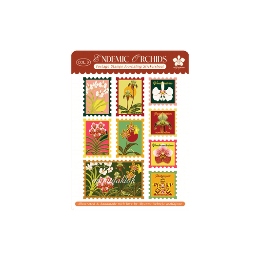Endemic Orchids - Postage Stamps Journaling Sticker Sheet
