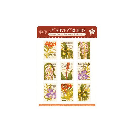 Native Orchids - Postage Stamps Journaling Sticker Sheet