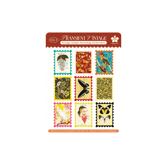 Transient Vintage - Postage Stamps Journaling Sticker Sheet