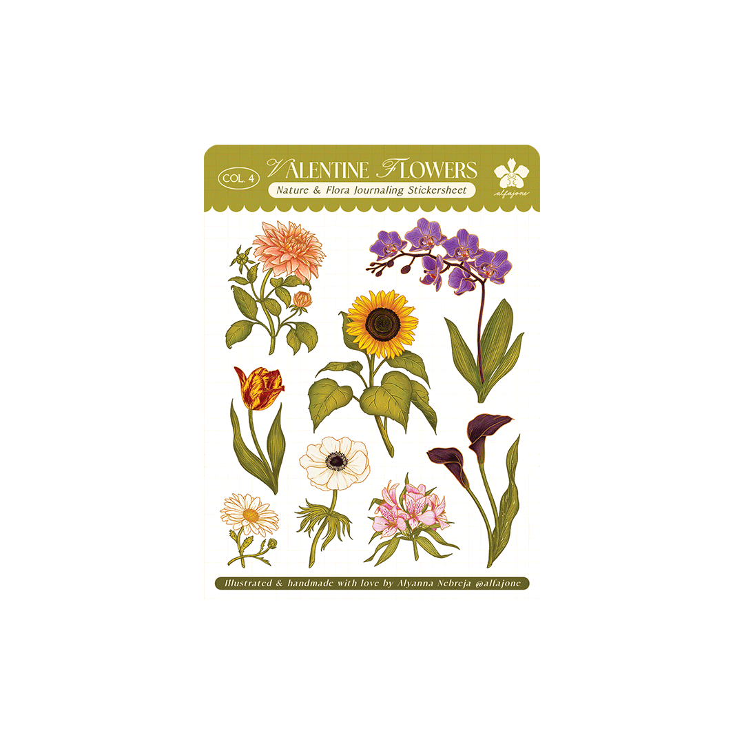 Valentine Flowers - Journaling Sticker Sheet