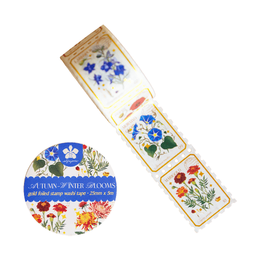 Autumn-Winter Blooms Gold Foiled Stamp Washi Tape
