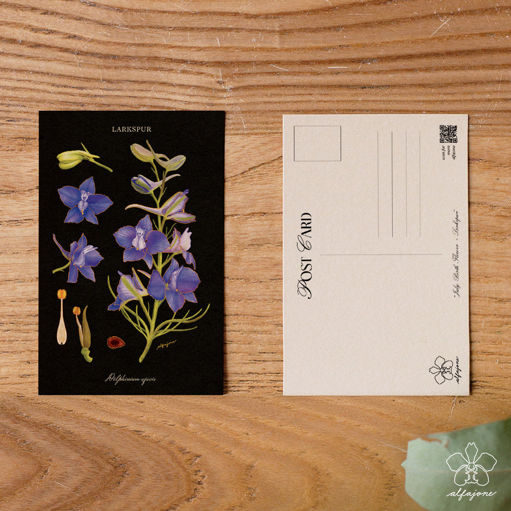 Larkspur - July Birth Flower Postcard