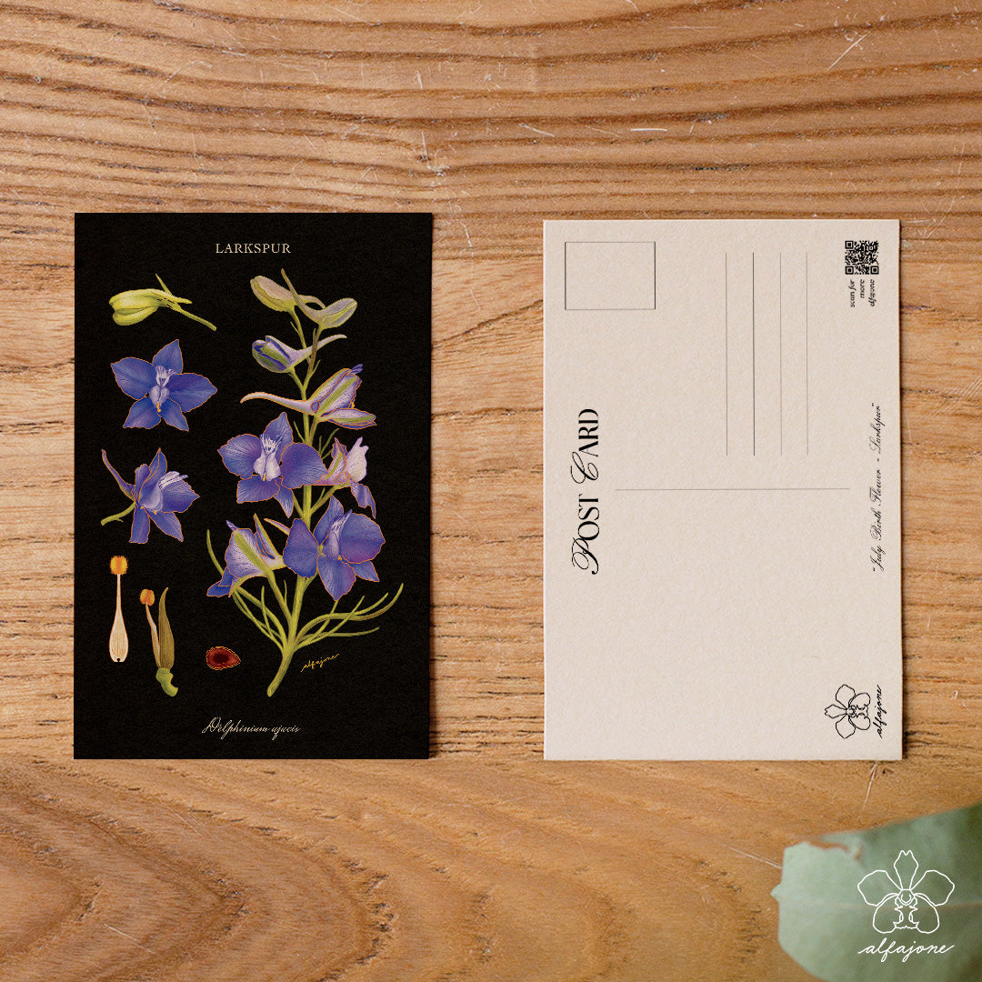 Larkspur - July Birth Flower Postcard