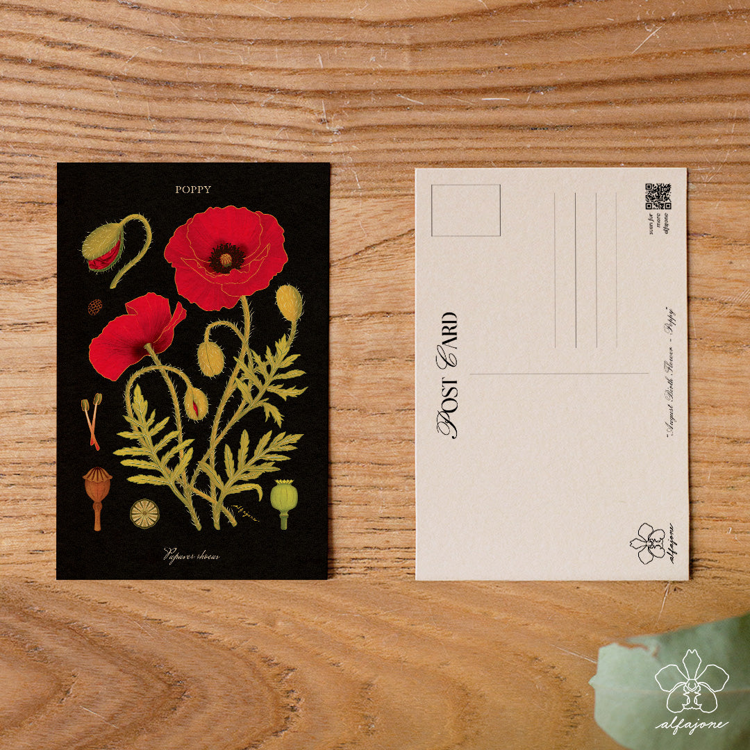 Poppy - August Birth Flower Postcard