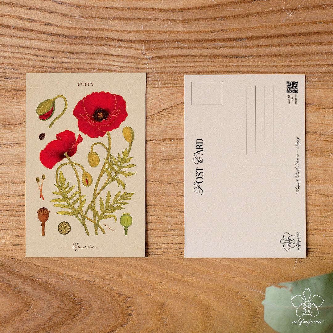 Poppy - August Birth Flower Postcard